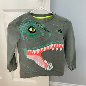Mini Boden Boys Dinosaur Embroidered Sweatshirt 6-7 Years Green Pullover
